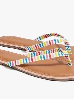 J.Crew Factory Rainbow Stripe Flip Flops Size 9.5 Colorful Summer Sandal